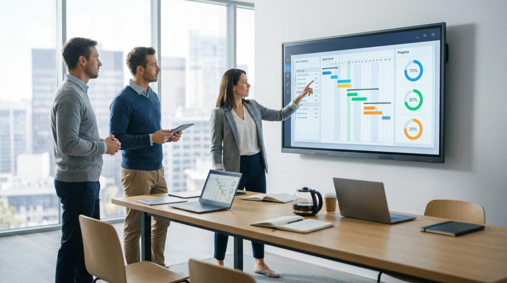 Comparatif des logiciels de gestion de projet 2025, mettant en avant des outils comme Monday et Asana.