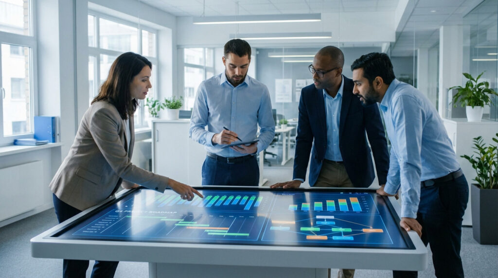 Chef de projet digital coordonnant développeurs et designers en Suisse pour un projet réussi en 2026