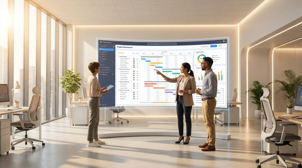 Webmea project management application interface showcasing data sovereignty in Switzerland